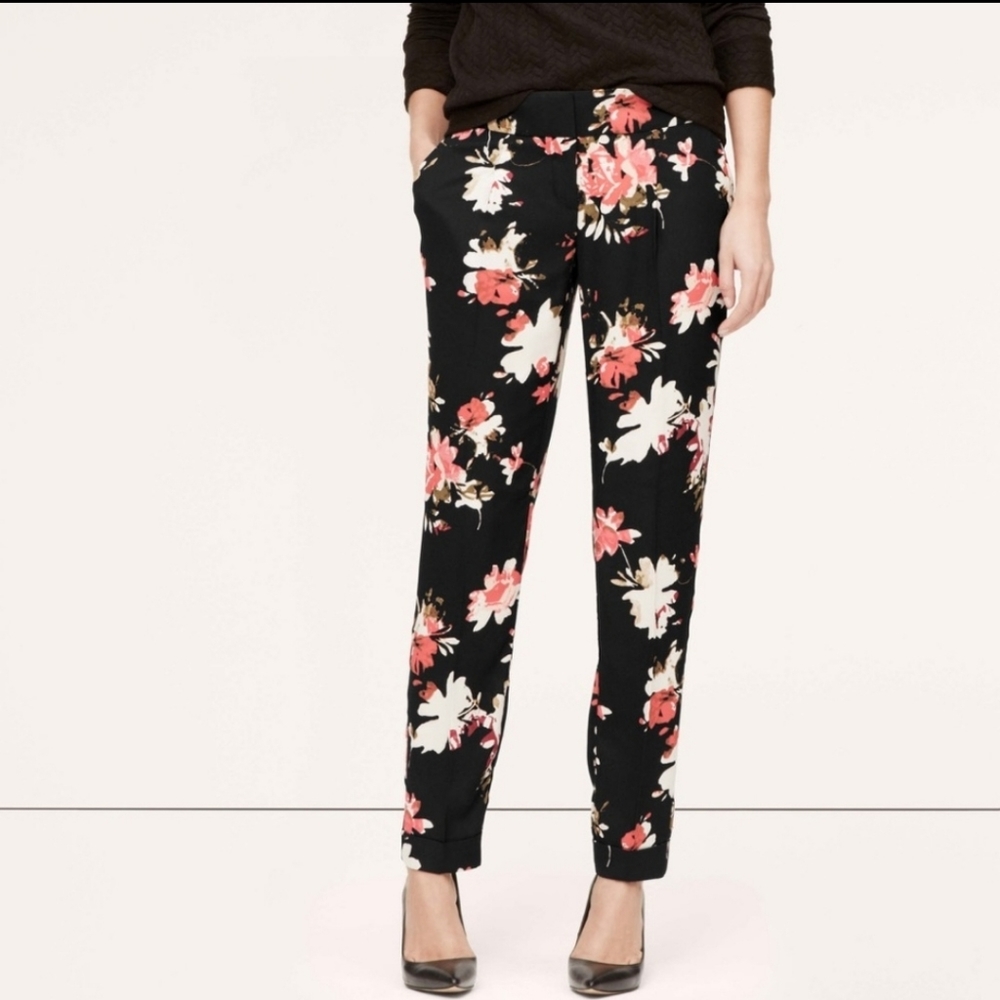 Loft floral drapey lightweight pants | 8